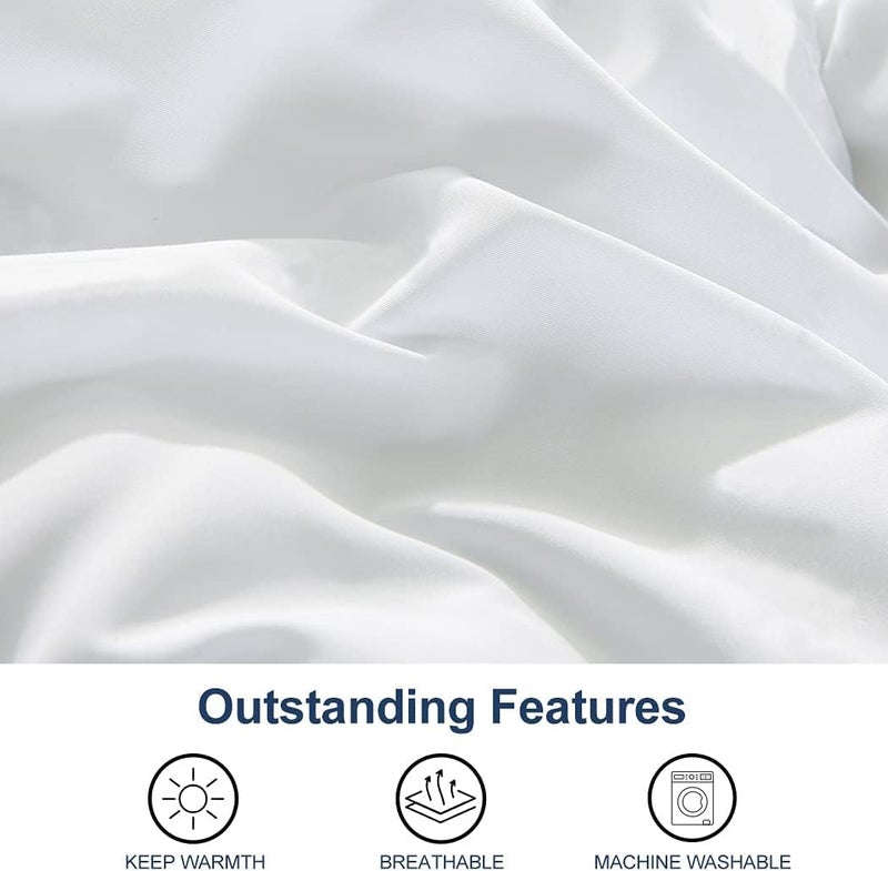 ACCURATEX لحاف ACCURATEX توأم - 400GSM بديل رقيق للريش من مجموعة الفنادق، لحاف ثقيل، ناعم ودافئ وسميك لفصل الشتاء، 8 حلقات زاوية - قابل للغسل في الغسالة، أبيض، 68x88 - Image 2